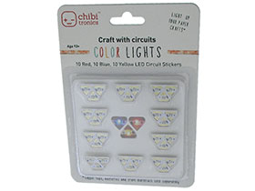 30 Peel-n-Stick LED Stickers - Red,Yellow, Blue